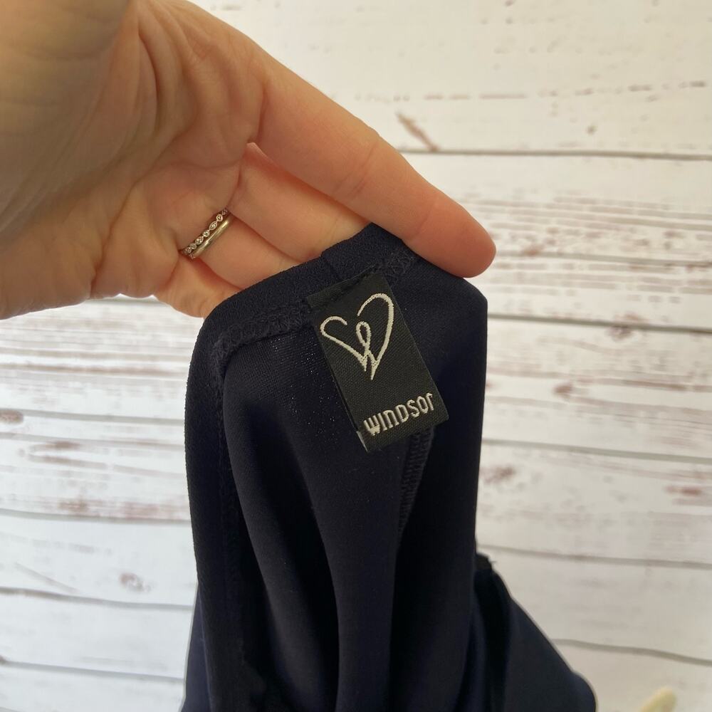 Windsor S Navy Blue High Low w/ Pockets Lace Up Open Back Flowy Cocktail Dress - Picture 7 of 8